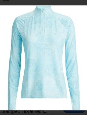 G-Fore Women's Stamped Floral Tech Jersey Ruched 1/4 Zip Pullover. Small. NWT.